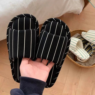 Striped Open Toe Soft Room Shoes  Indoor Slippers