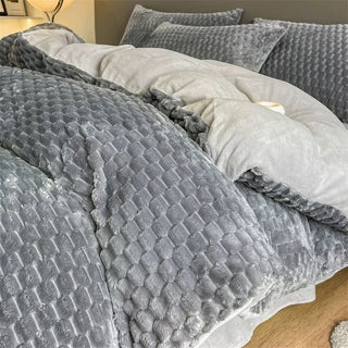 3D Pattern Soft Flannel Duvet Cover Set  Bed Cover Bedding Cover