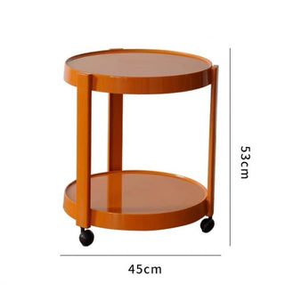 Two-tiered round side table with castersin .