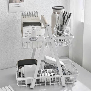 Handle-equipped Two-tiered Wire Basket Storage Basket
