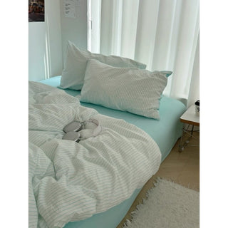 Blue pinstripe pattern duvet cover set bed cover all seasons year-round