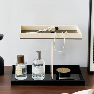 Monochrome Clear Acrylic Two-Tier Storage Display Rack   Perfect for Cosmetics and Perfumes