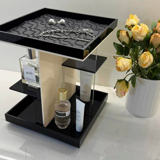 360 Degree Rotating Acrylic Square Cosmetic Storage Rack Makeup and Perfume Storage Tray