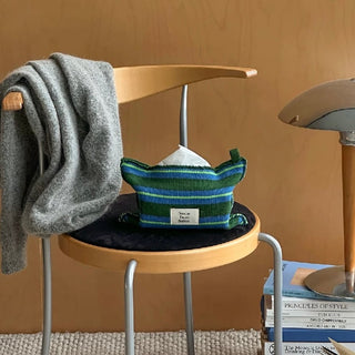 Mixed Border Knit Tissue Case   Hanging Tissue Cover with Stripes