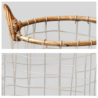 Tall iron basket with handles storage basket