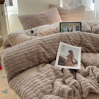 Faux Fur Velvet-like Winter Duvet Cover Set