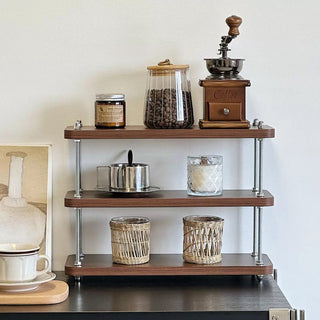 Wood Silver Three-Tier Storage Display Rack Perfume Storage