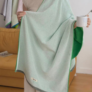 Two-tone solid color bath towel 100% combed cotton absorbent large size towel blanket