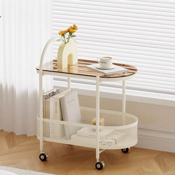 Wagon with casters basket side tablein