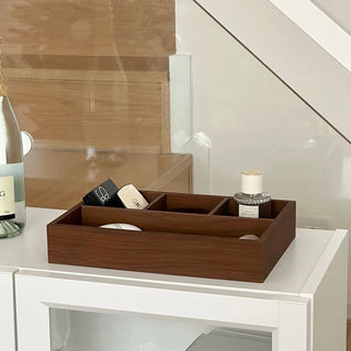 Thin Wood Divider Shallow Storage Box Cosmetics Small Item Tray