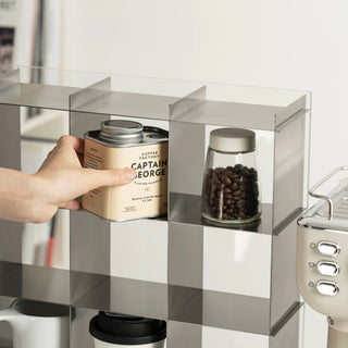 Stainless steel silver 9 compartment storage rack mug storage shelf display rack