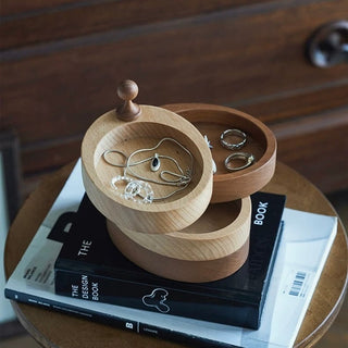 Natural Wood Sliding Tier Accessory Tray for Small Items Storage