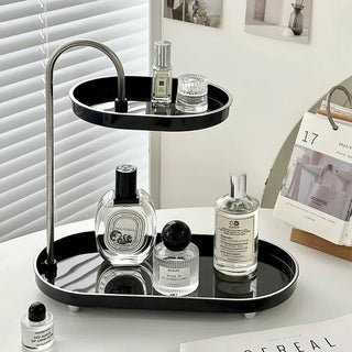 Top Slide Oval Two-Tier Tray   Cosmetics Storage Perfume Storage Tray
