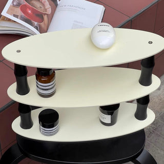 Monochrome Three-tiered storage wood display rack