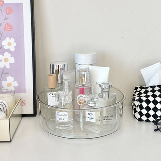 Clear Deep Round 360 Degree Rotating Cosmetic Storage Tray