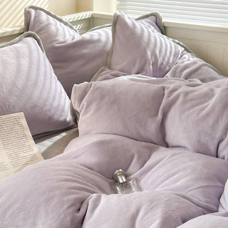 Velvet Two-Tone Solid Color Winter Duvet Cover Set 2 Sizes