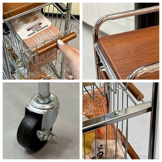 Castered drawer slim wood storage rack  wagon side table