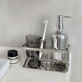 piece set Metallic Silver Soap Dispenser