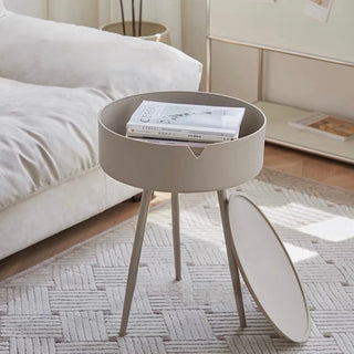 Storage-equipped Simple Round Side Table   in