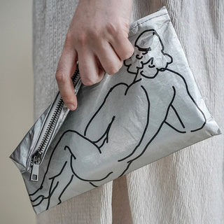 Body Nuance Art Cosmetic Storage Flat Pouch  Silver