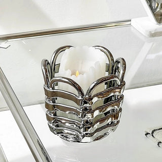 Silver Amiami Ceramic Brush Stand   Small Item Storage Candle Holder