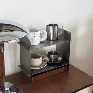 Stainless steel wood drawer storage display rack