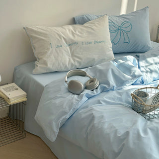 Piping Embroidery Washed Cotton Duvet Cover Set  Bed Cover
