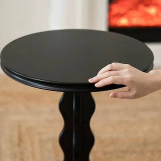Black Wave Leg Round Compact Side Table