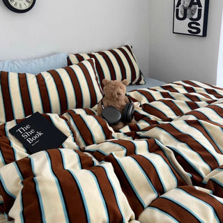 Blue Mix Wide Stripe Winter Duvet Cover Set