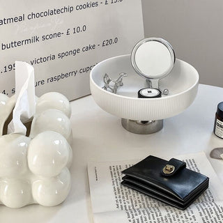 Ceramic Silver Tray with Legs 2 Sizes  Small Item Storage
