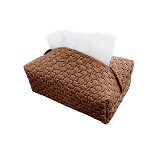 Brown Braided-Style Faux Leather Tissue Case  Tissue Cover