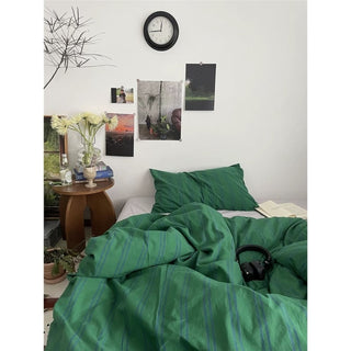 Green and Blue Stripe Duvet Cover Set