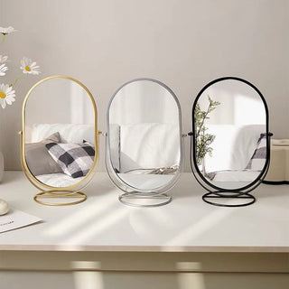 Adjustable Angle Oval Tabletop Mirror Mirror with Stand