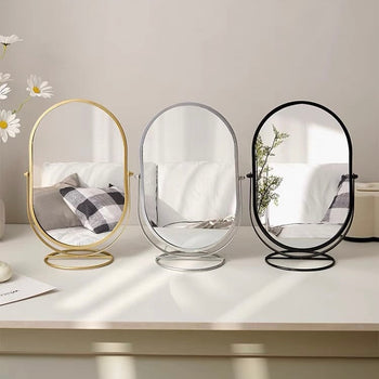 Adjustable Angle Oval Tabletop Mirror Mirror with Stand