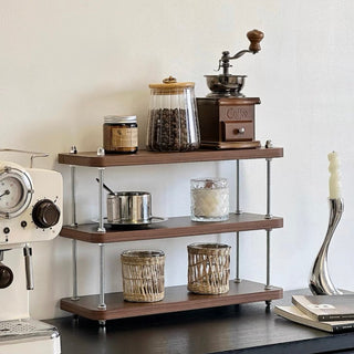 Wood Silver Three-Tier Storage Display Rack Perfume Storage