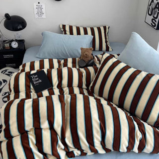 Blue Mix Wide Stripe Winter Duvet Cover Set