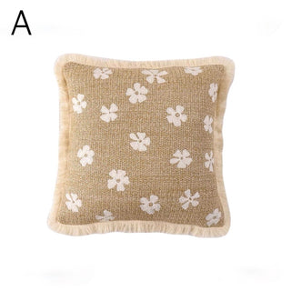 Straw material Flower fringe cushion cover 45 x 45 cm