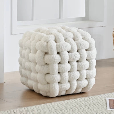 Boucle knitted stool white dresser chair ottoman