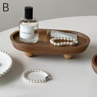 Acacia Wood Accessory Tray  Brown  Small Item Tray