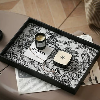 Monochrome Jacquard Square Tray  Storage Accessory Tray