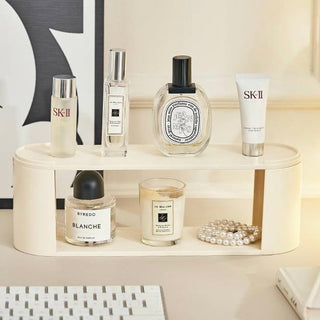 Three-tier perfume and cosmetic multi-display storage rack