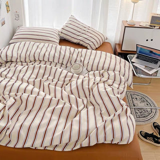 Brown Stripe Duvet Cover Set  Bed Cover