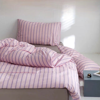 Pink Purple Stripe Duvet Cover Set