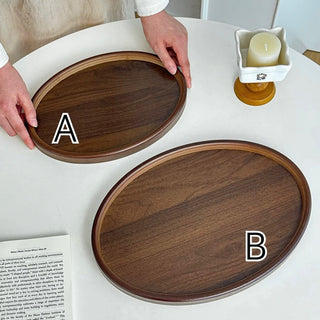 Oval-shaped simple retro wood trayin 2 sizes for storage small item holder perfume storage.