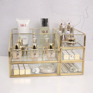 Gold Clear Cosmetic Storage Drawer Set of 2