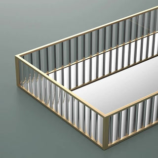 Gold Frame Rectangular Mirror Tray Cosmetic Storage