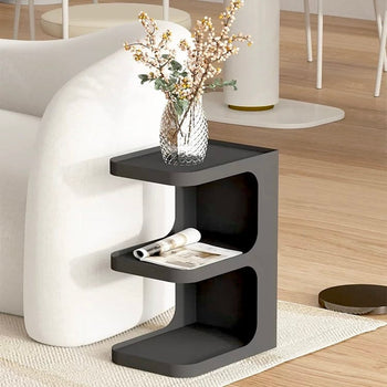 25cm Wide Iron E-Type Compact Three-Tier Side Table