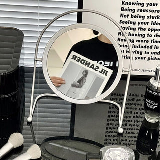 Iron Frame Round Rotating Mirror  Tabletop Mirror