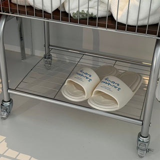 Silver Wood Laundry Basket Cart Wagon Storage