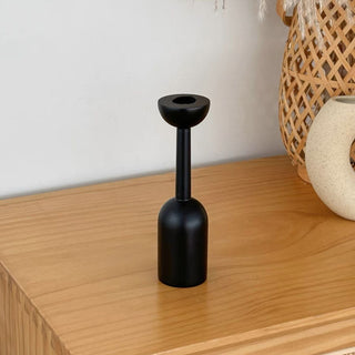 Black Wooden Candle Holder Piece Set